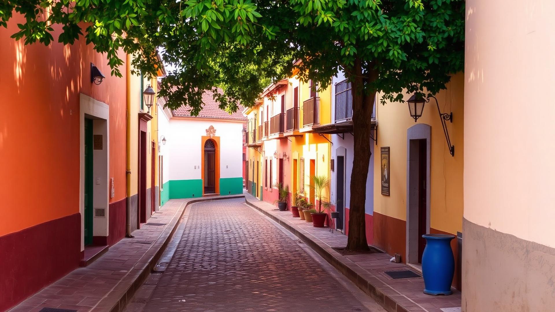 Calle colonial empedrada en Oaxaca